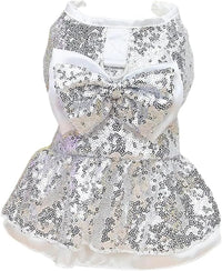 Sequin Bow Party Dress for Small Dogs Formal Dance Outfit All Sizes