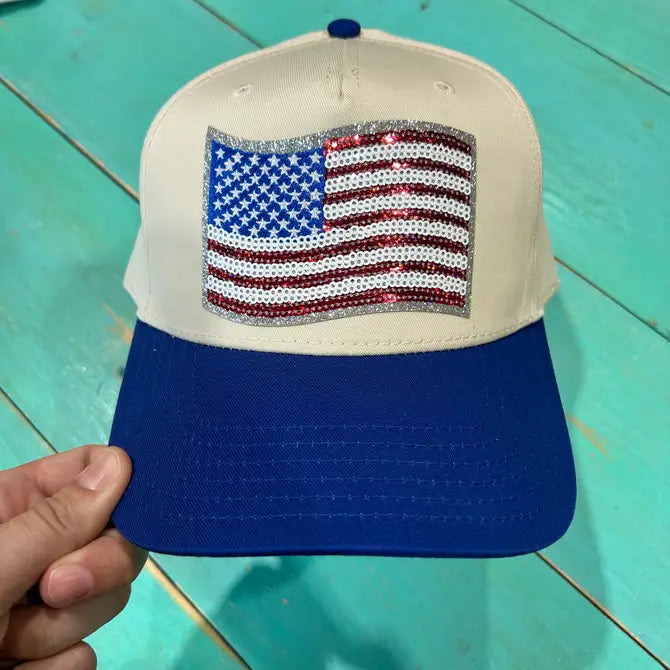 Sequin Flag Vintage Trucker Hat - BIG FRENCHIES
