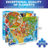 Set of 3 1000 Piece Map Jigsaw Puzzle Quokka