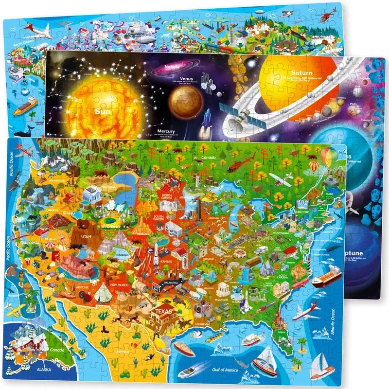 Set of 3 1000 Piece Map Jigsaw Puzzle Quokka - BIG FRENCHIES