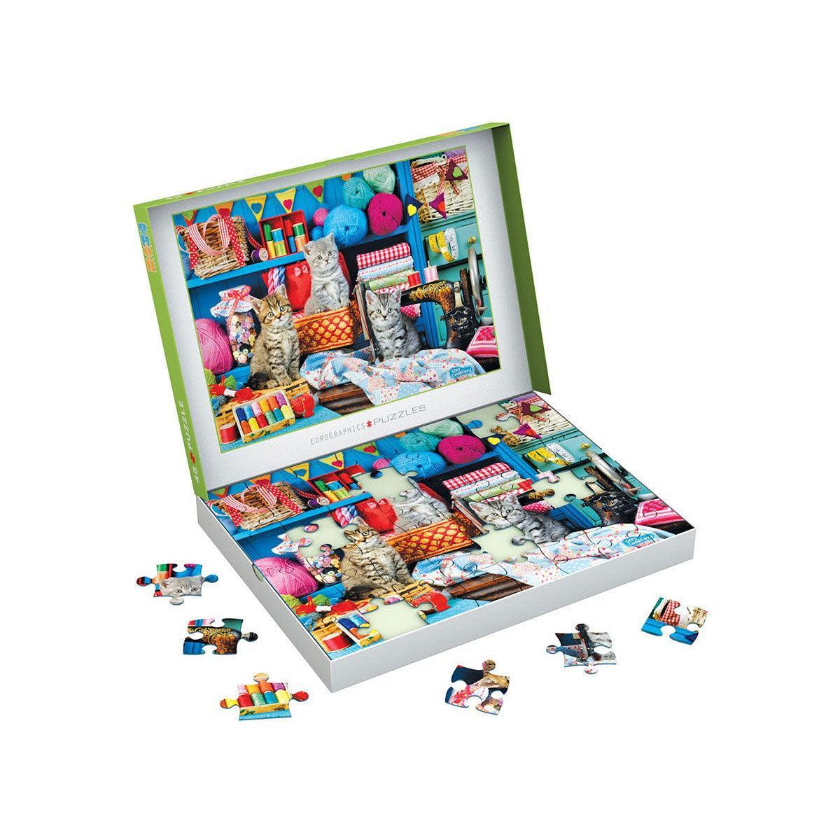 Sewing Room Kittens 48 Connecting Pieces Jigsaw Puzzle Eurographics - BIG FRENCHIES