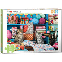 Sewing Room Kittens 48 Connecting Pieces Jigsaw Puzzle Eurographics - BIG FRENCHIES