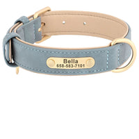 Personalized PU Leather Dog Collar with Custom Engraved ID Tag - BIG FRENCHIES