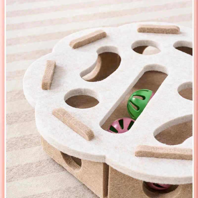 Cat Fun Box – Interactive Puzzle Toy for Indoor Cats, Scratching & Digging Activity Box with Bell Balls - BIG FRENCHIES