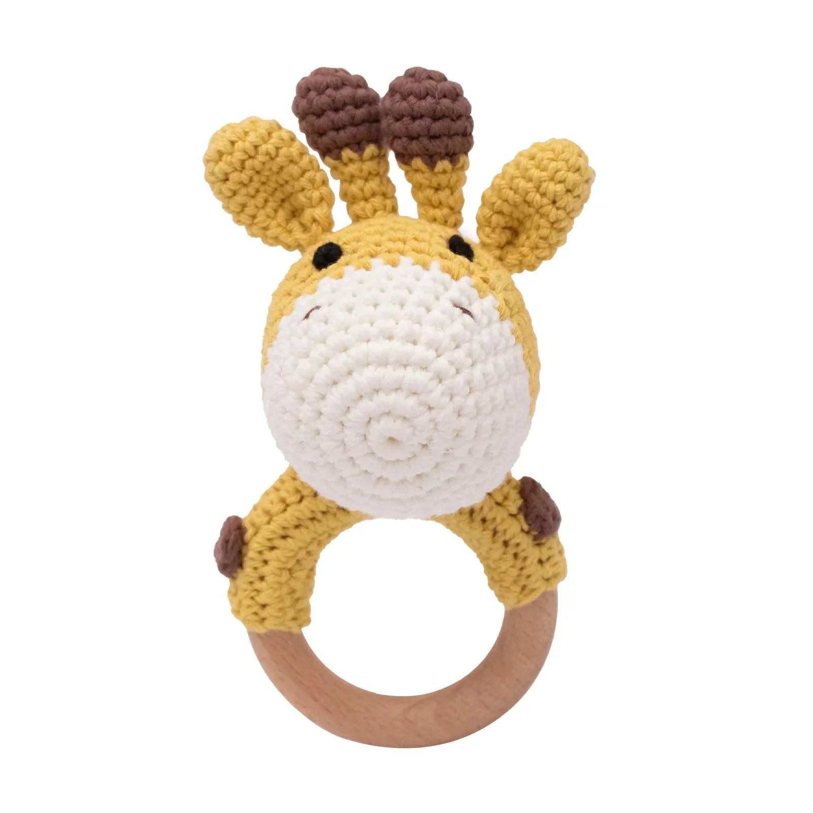 Baby Crochet Rattle Wooden Teether Toy BPA Free
