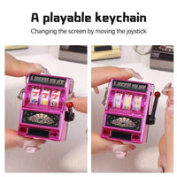 Mini Gambling Slot Machine Key Chains Creative Arcade Pocket Fruit Lucky Jackpot Gadget Antistress Toy Funny Games Keychain Ring