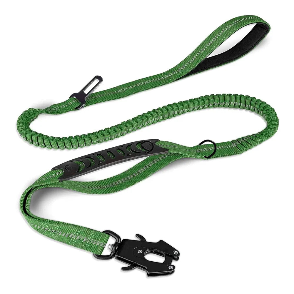 Reflective Shock Absorbing Bungee Dog Leash with Seatbelt Clip - BIG FRENCHIES