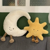 Smile Face Sun & Moon Plush Toy – Cute Cartoon Weather Pillow - BIG FRENCHIES