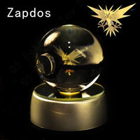 Pokemon 3D Crystal Pokeball with LED Light Base, Kids Anime Toy Gifts 2 in