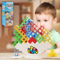 MEACAOFG 48PCS Tetra Tower Fun Balance Stacking Building Blocks Board Game for