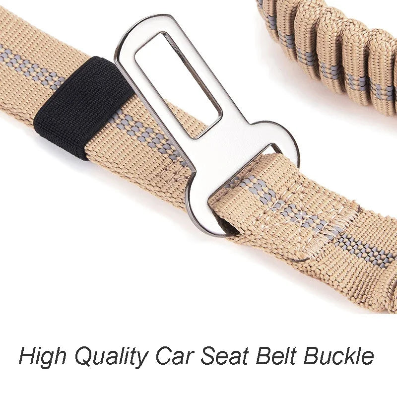 Reflective Shock Absorbing Bungee Dog Leash with Seatbelt Clip - BIG FRENCHIES