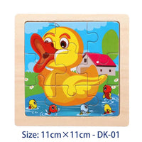11cm/4.33in Kids Wooden Jigsaw Puzzle Games Cartoon Animal Vehicle Pattern Children Montessori Educational Toys