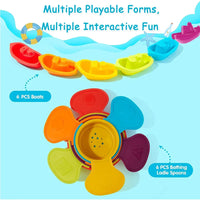 Baby Stacking Bath Toys – Rainbow Cups, Boats & Spoons Set - BIG FRENCHIES