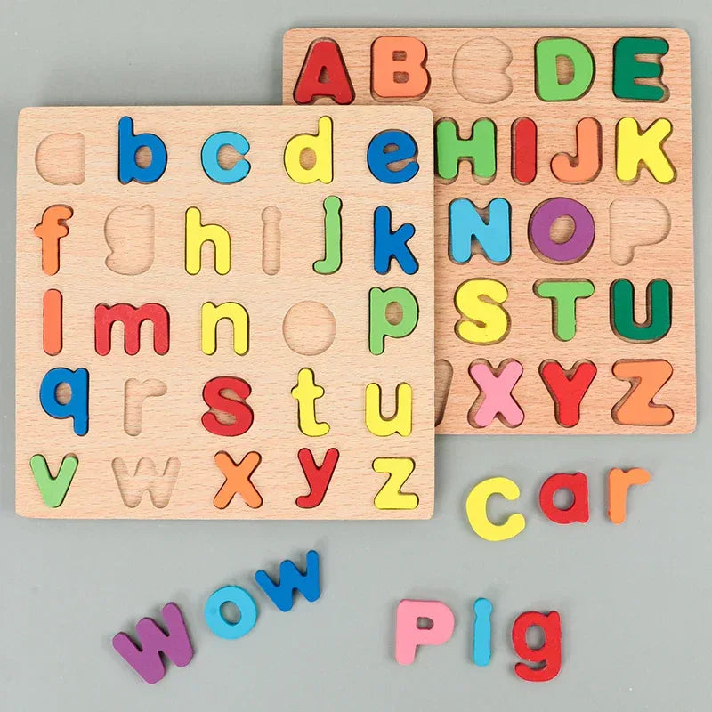 Wooden Alphabet & Number Puzzle | Montessori Learning Toy for Kids - BIG FRENCHIES