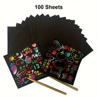 Dazzling Scratch Painting Kit - Parent-Child Interactive DIY Craft Toy with Note Cards