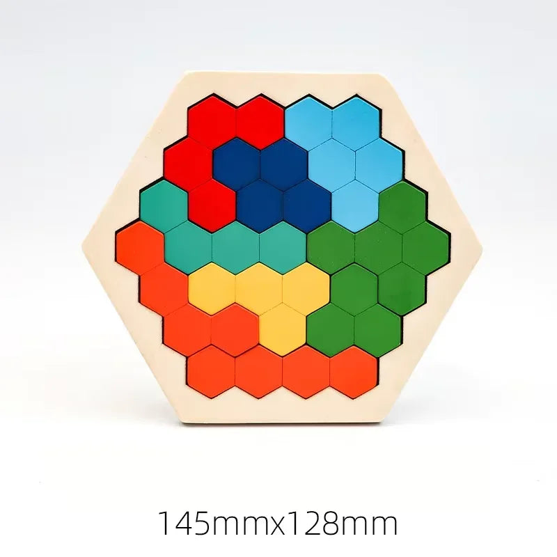 Wooden Blocks Puzzle Toy – Montessori 3D Tangram Brain Teasers - BIG FRENCHIES