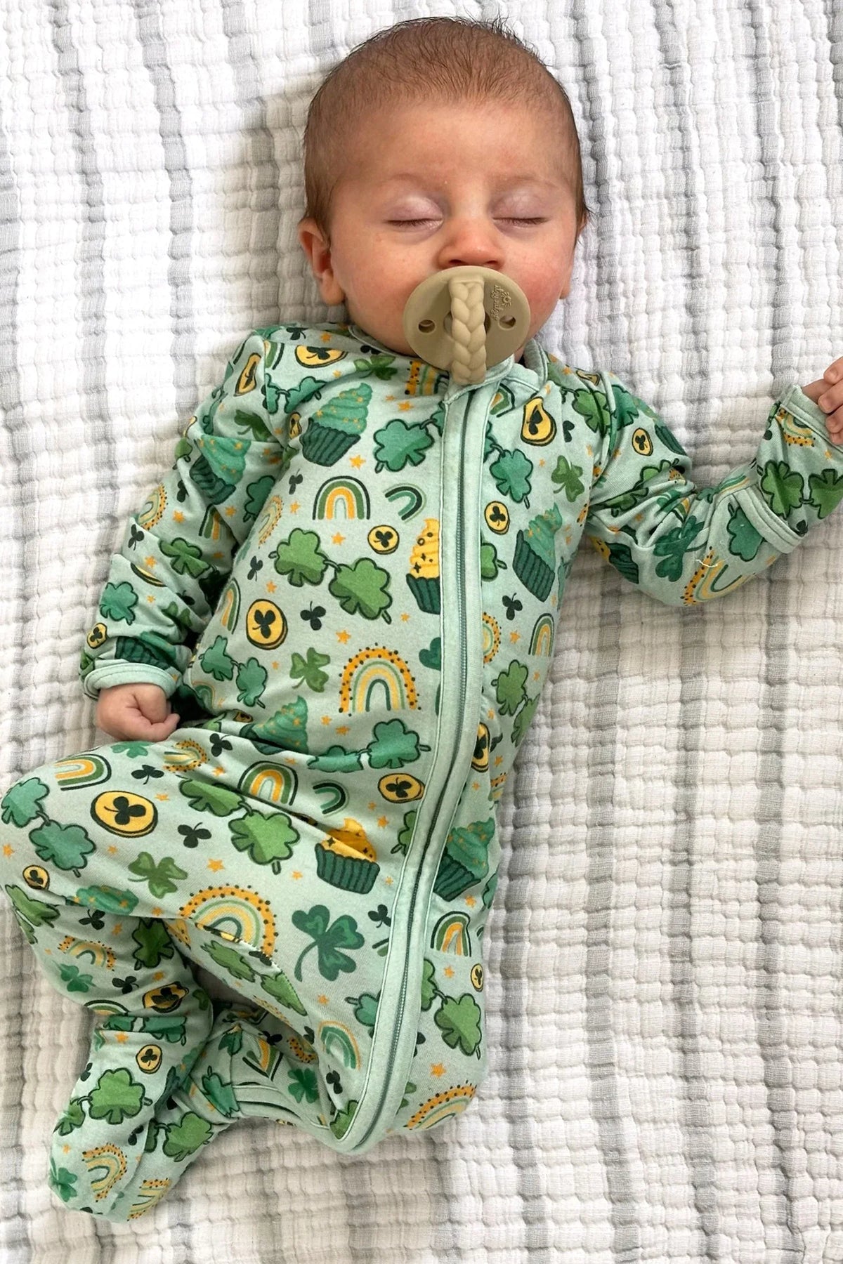 Soft & Stretchy Zipper Footie - St. Patrick's Day - BIG FRENCHIES