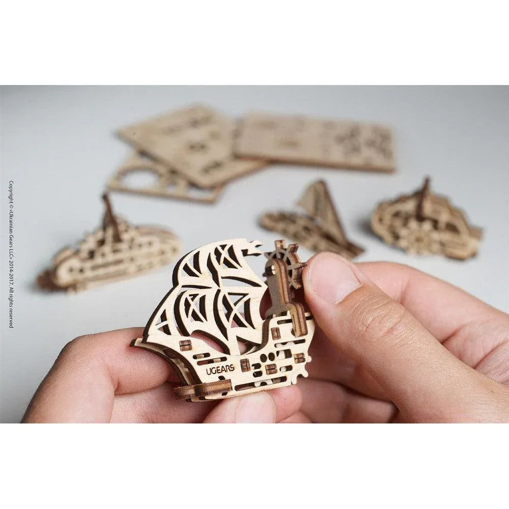 Ship Fidgets Set of 4 3D Wood Model Kit UGEARS - BIG FRENCHIES