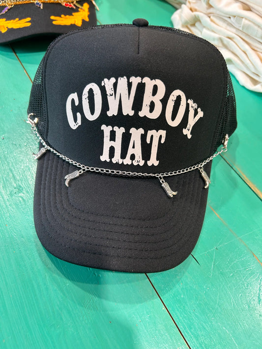 Silver Cowboy Boot Trucker Hat Chain - BIG FRENCHIES