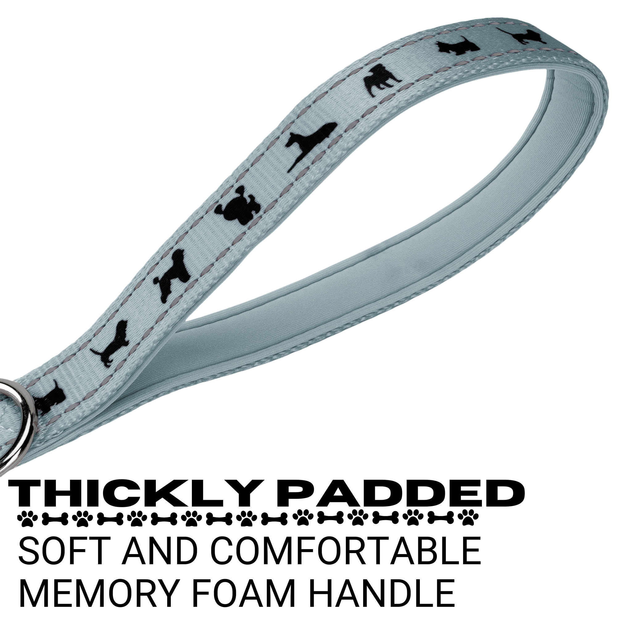EcoBark Gray Dog Leash- Padded Comfort Grip Leash - 4ft, 5ft, and 6ft Leash for Small and Medium Dogs - BIG FRENCHIES