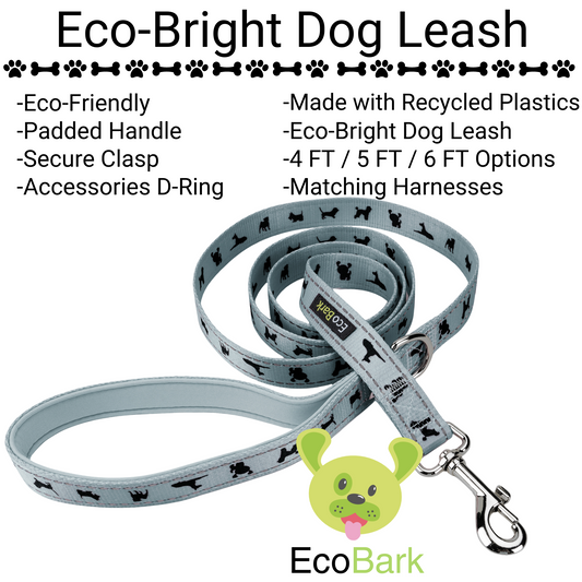 EcoBark Gray Dog Leash- Padded Comfort Grip Leash - 4ft, 5ft, and 6ft Leash for Small and Medium Dogs - BIG FRENCHIES
