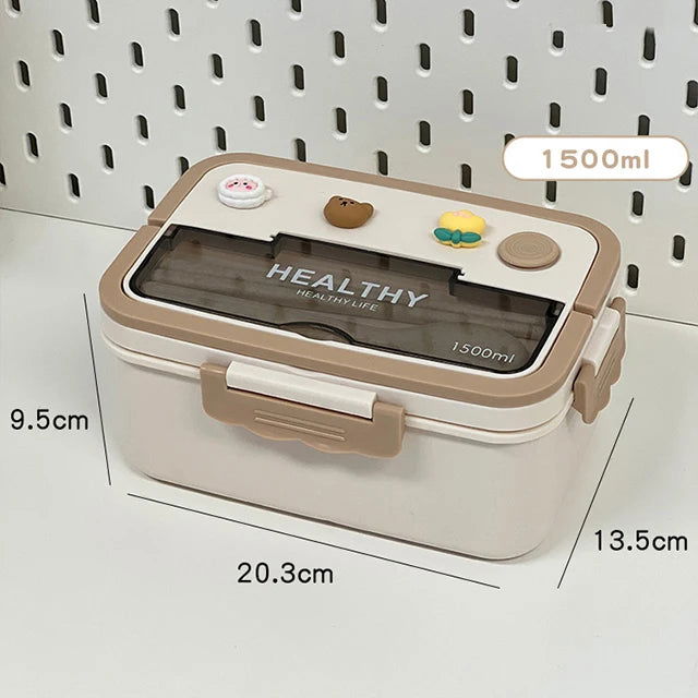 Simple Cute Portable Lunch Box, With Compartment & Microwave-Safe, Perfect for Work, School, or Picnics