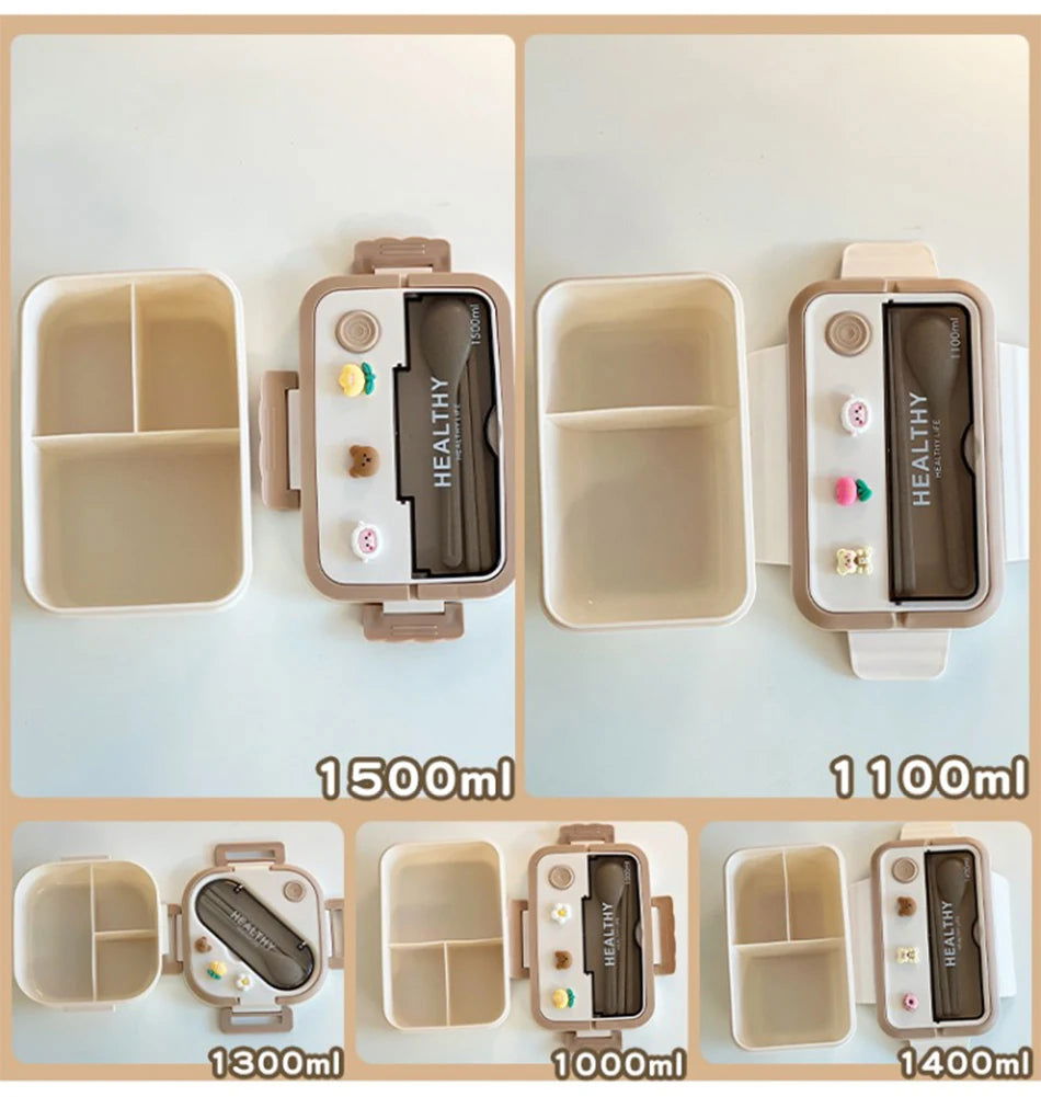 Simple Cute Portable Lunch Box, With Compartment & Microwave-Safe, Perfect for Work, School, or Picnics