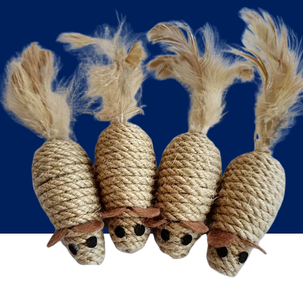 Sisal Mouse Cat Toy – Bite-Resistant Interactive Plush (1/4pcs) - BIG FRENCHIES