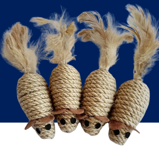Sisal Mouse Cat Toy – Bite-Resistant Interactive Plush (1/4pcs) - BIG FRENCHIES