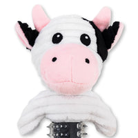 Country Living Thermoplastic Rubber Black & White Cow Plush Dog Toy – with Squeaker & Crinkle Paper - BIG FRENCHIES
