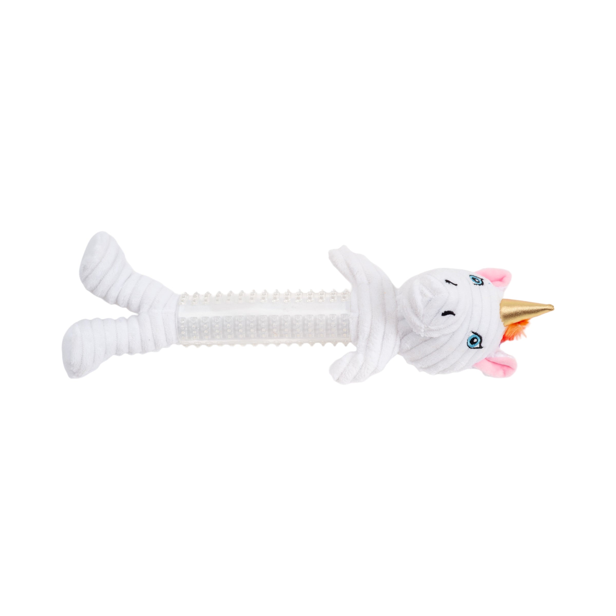 Country Living Thermoplastic Rubber Skinny Unicorn Corduroy Plush Dog Toy – with Squeaker & Crinkle Paper - BIG FRENCHIES