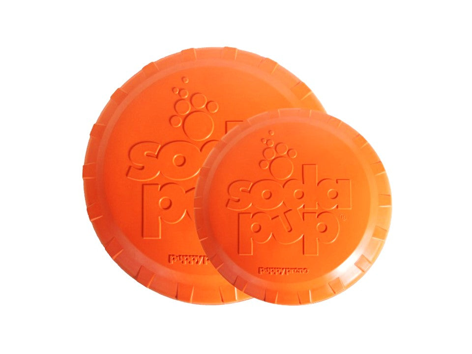 Bottle Top Flyer Rubber Frisbee for Dogs | Orange | Vet Approved | USA Made - BIG FRENCHIES
