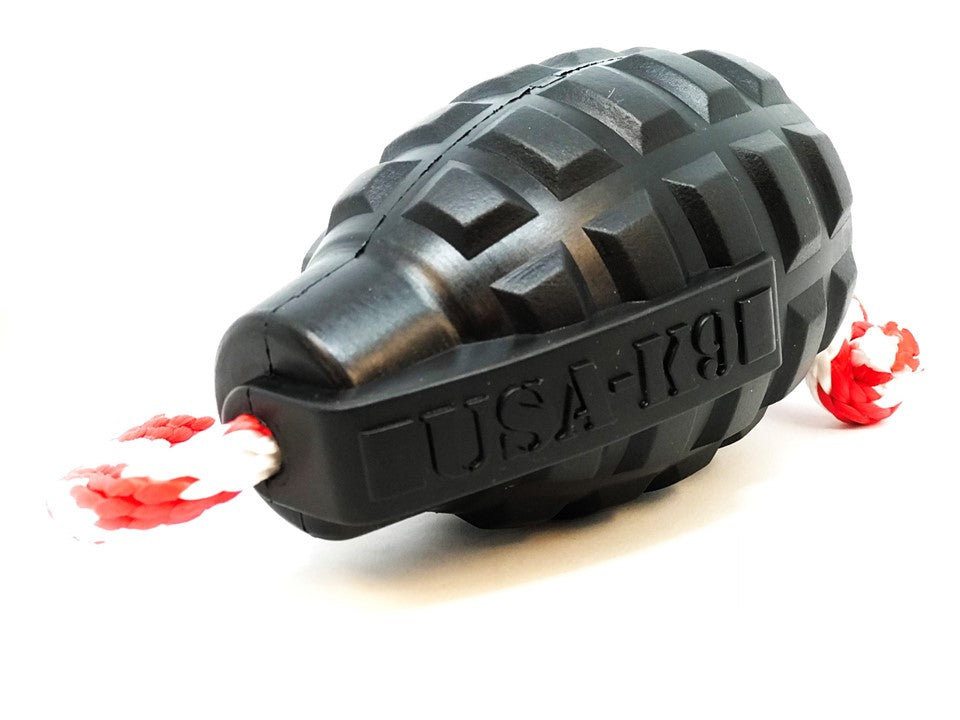 USA-K9 Magnum Grenade - Black Magnum Rubber Chew Toy for Extreme Chewers | USA Made - BIG FRENCHIES