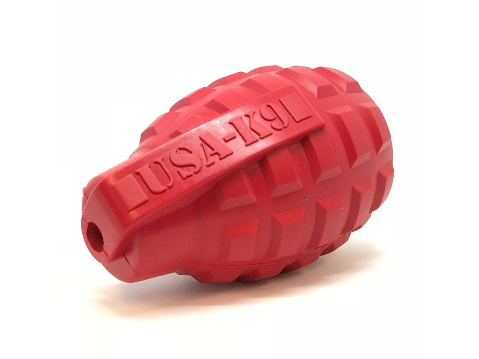 USA-K9 Grenade Rubber Dog Chew Toy | K9 Handler Reward Toy | Red & Blue | USA Made - BIG FRENCHIES