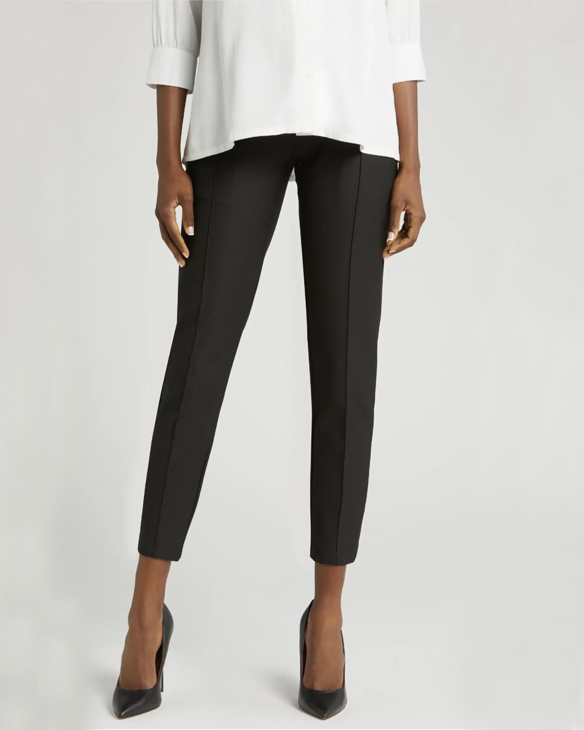 Slim Leg Maternity Work Pants in Black - BIG FRENCHIES