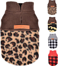 Small Dog Fleece Sweater Leopard Warm Puppy Pullover XS–L (7 color options)