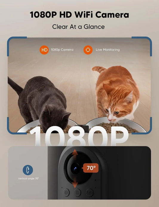 Smart Automatic Pet Feeder with Camera, WiFi 6L Dual Feeding & Two-Way Audio - BIG FRENCHIES