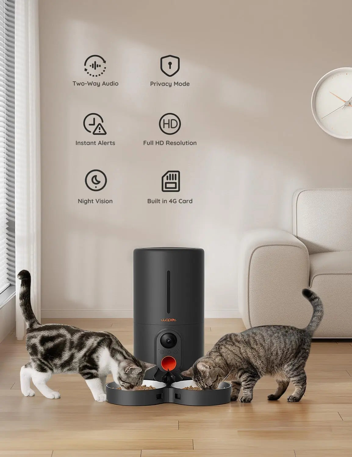 Smart Automatic Pet Feeder with Camera, WiFi 6L Dual Feeding & Two-Way Audio - BIG FRENCHIES