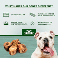 Smoked Beef Dog Bones 1.5" 4 Pack Natural Hickory Smoked Chews, natural