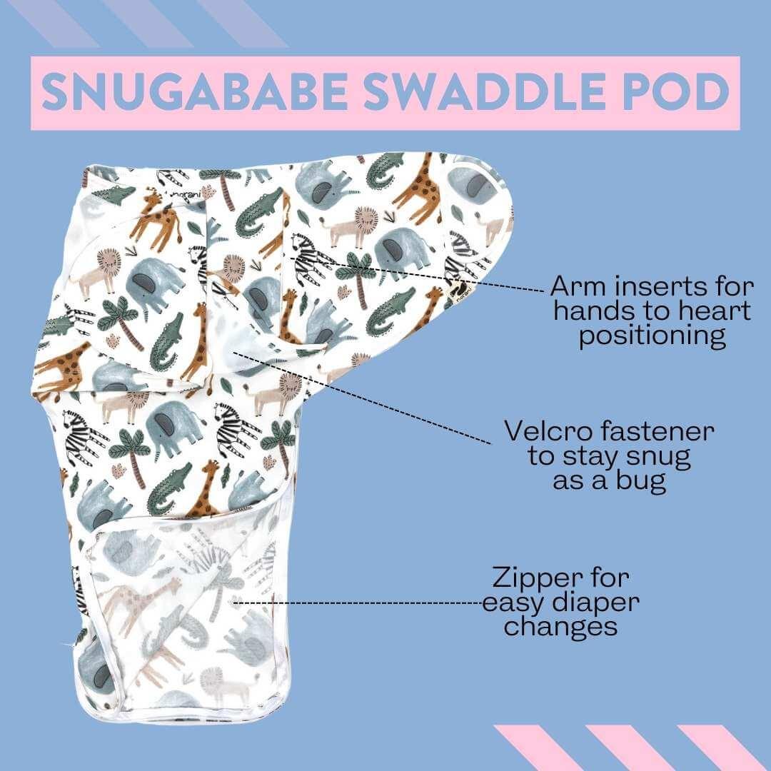Snugababe Swaddle™ Sleep Pod - Safari Animals - BIG FRENCHIES