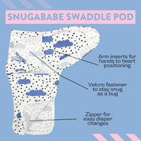 Snugababe Swaddle™ Sleep Pod - Blue Clouds - BIG FRENCHIES