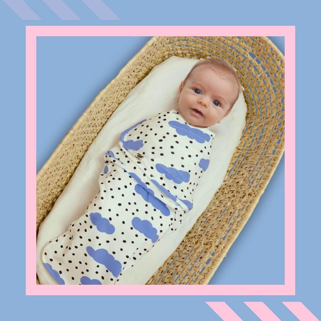 Snugababe Swaddle™ Sleep Pod - Blue Clouds - BIG FRENCHIES