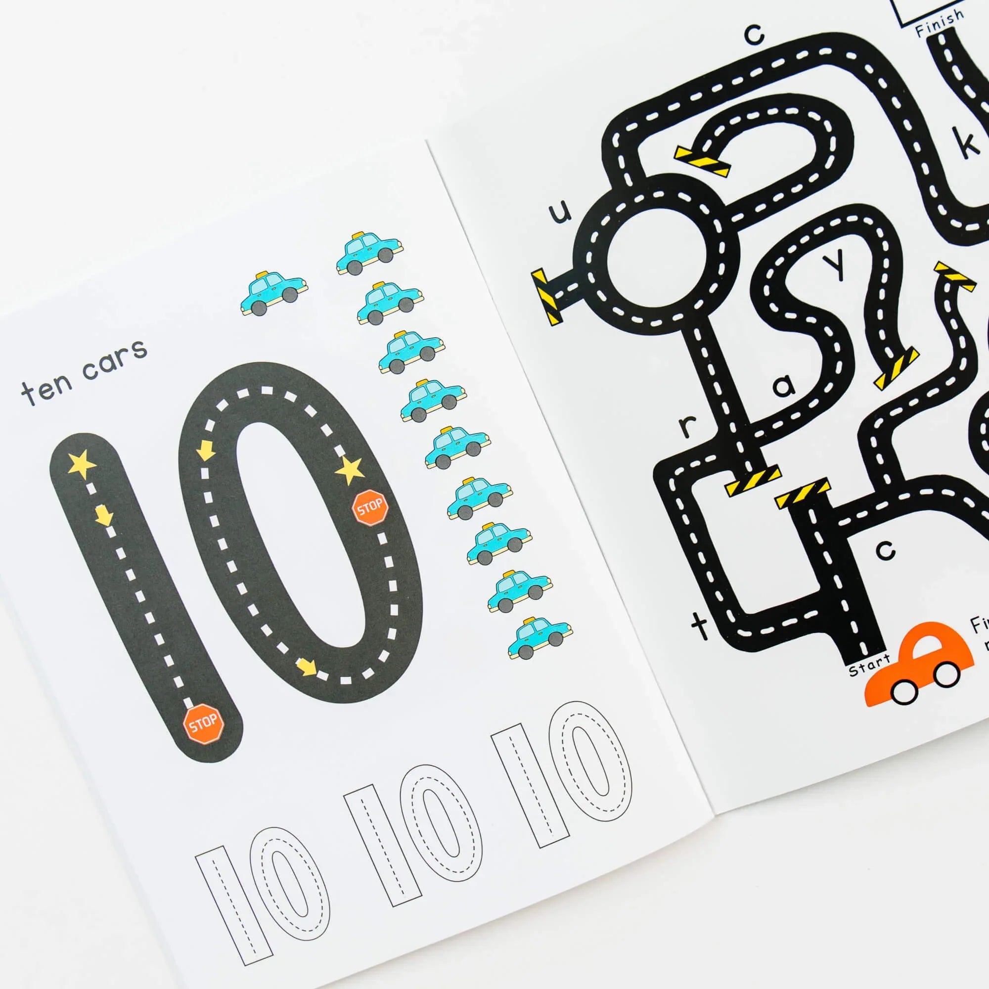 Road Trace Activity Book: Alphabet & Numbers Learning - BIG FRENCHIES