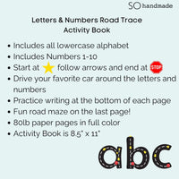 Road Trace Activity Book: Alphabet & Numbers Learning - BIG FRENCHIES
