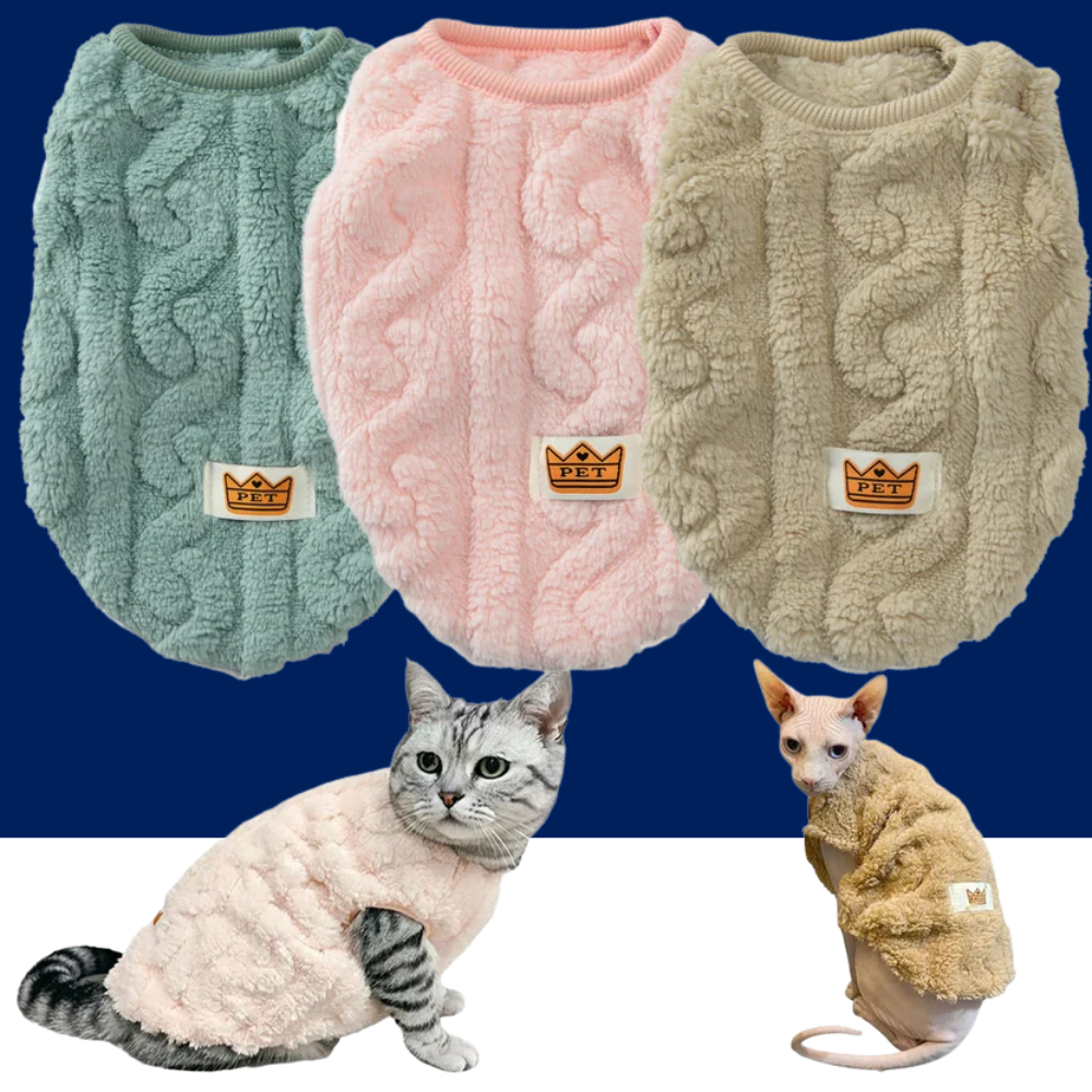 Soft Cozy Cat Sweater – Winter Fleece Vest for Sphynx & Small Dogs - BIG FRENCHIES