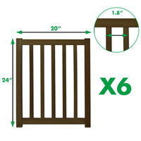 6-Panel Freestanding Dog Gate – Foldable Solid Wood Pet Fence, 24" High, 120" Width