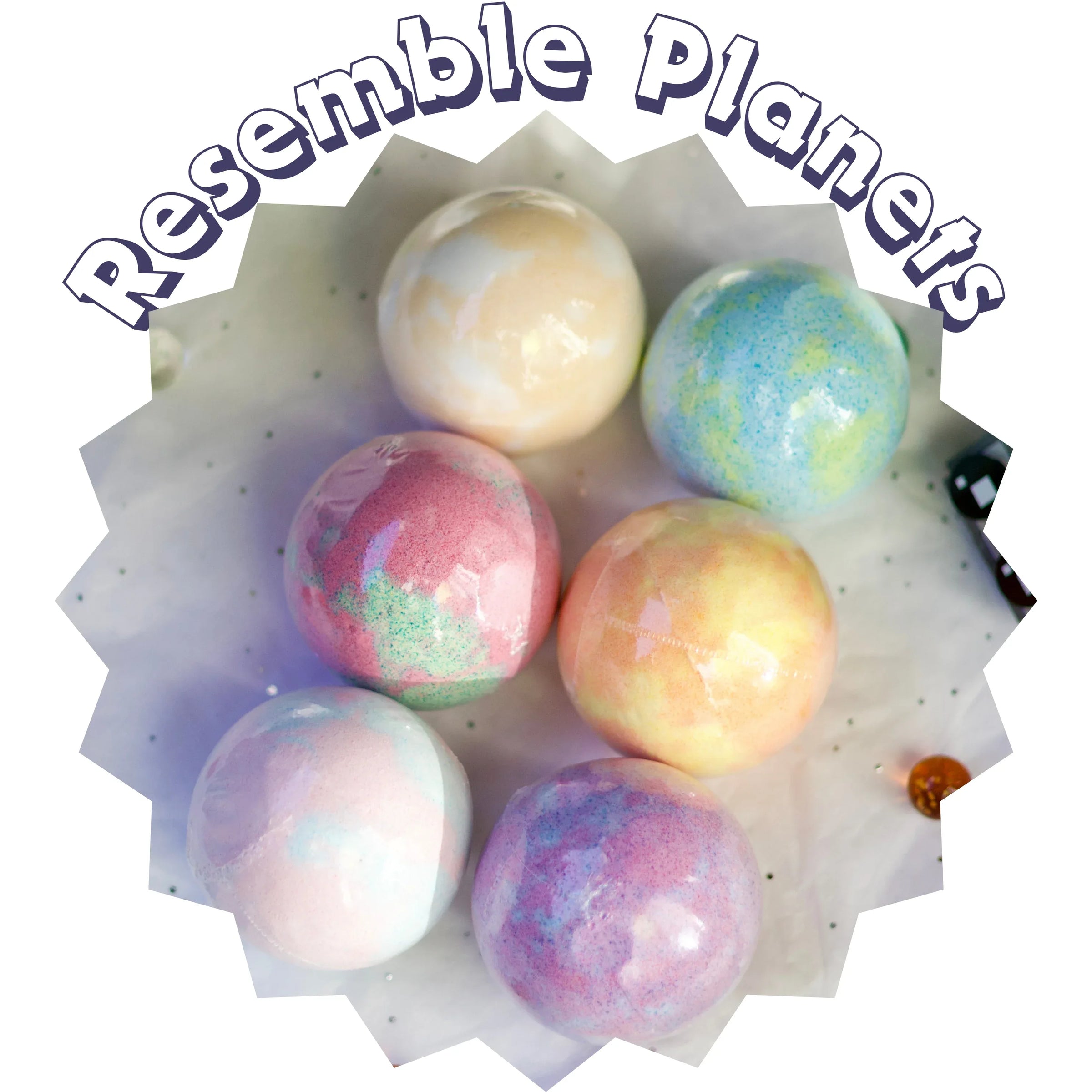 EvolutionUSA 6pc Space Bath Bombs for Boys & Girls, 6 Planet Bath Balls with Toy Hidden Inside, Organic Hypoallerganic Childrens Bathbombs, Cosmic Fun Space Surprise, Gift Set Birthday, Christmas, Easter - BIG FRENCHIES