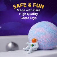 EvolutionUSA 6pc Space Bath Bombs for Boys & Girls, 6 Planet Bath Balls with Toy Hidden Inside, Organic Hypoallerganic Childrens Bathbombs, Cosmic Fun Space Surprise, Gift Set Birthday, Christmas, Easter - BIG FRENCHIES