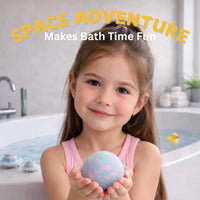 EvolutionUSA 6pc Space Bath Bombs for Boys & Girls, 6 Planet Bath Balls with Toy Hidden Inside, Organic Hypoallerganic Childrens Bathbombs, Cosmic Fun Space Surprise, Gift Set Birthday, Christmas, Easter - BIG FRENCHIES