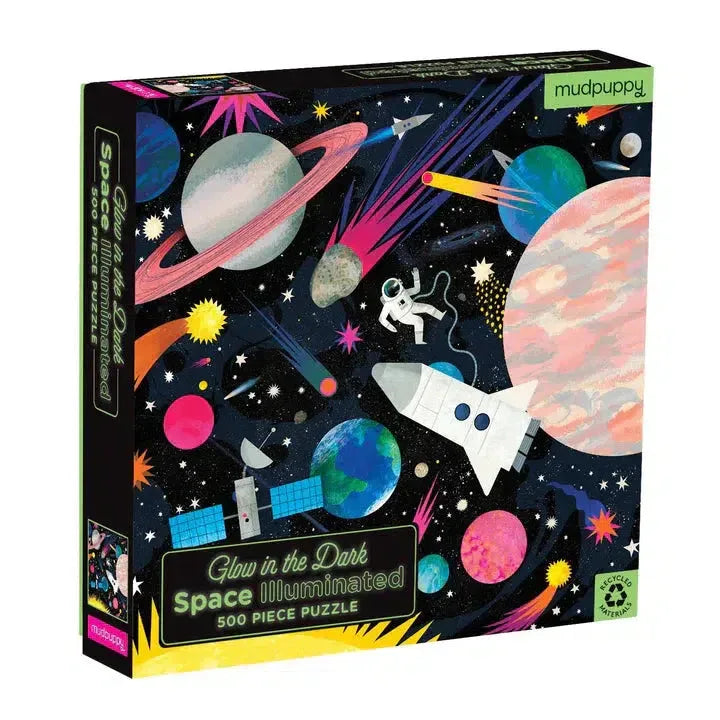 Space Illuminated 500 Piece Glow in the Dark Jigsaw Puzzle Mudpuppy - BIG FRENCHIES